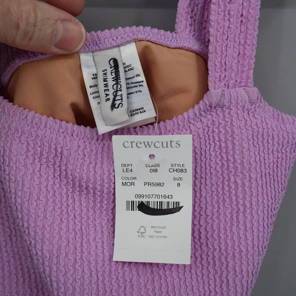 Crewcuts Smocked Swimsuit Top Girls‎ 8 Pink Scrunchie Barbie Beach Pool Swim NWT